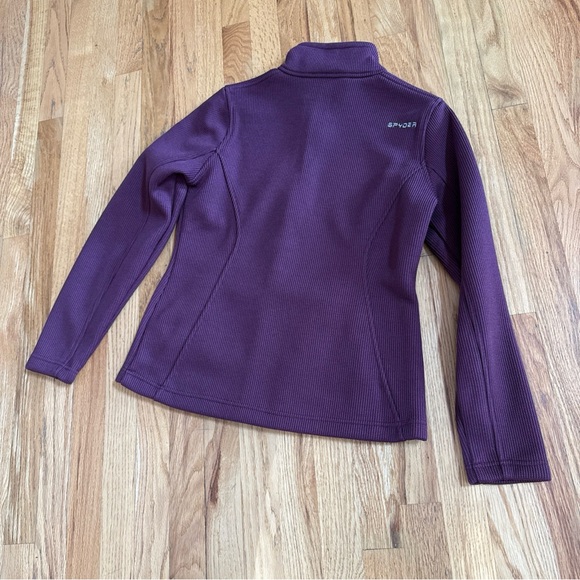 SPYDER Cable Knit Women's Maroon Sweater Jacket Full Zip, Size Medium - Picture 8 of 10